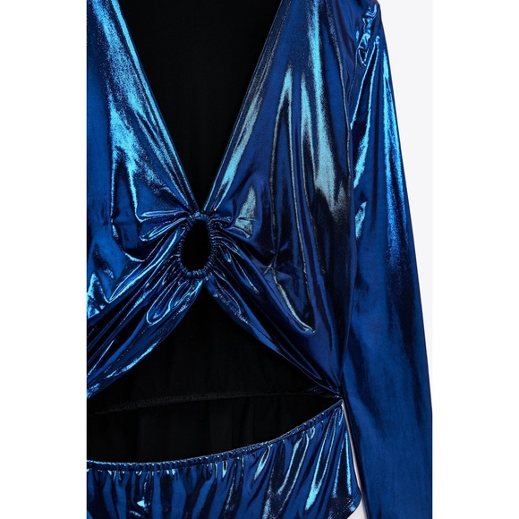 ZARA Cut Out Laminated Bodysuit S NWT - Picture 5 of 13